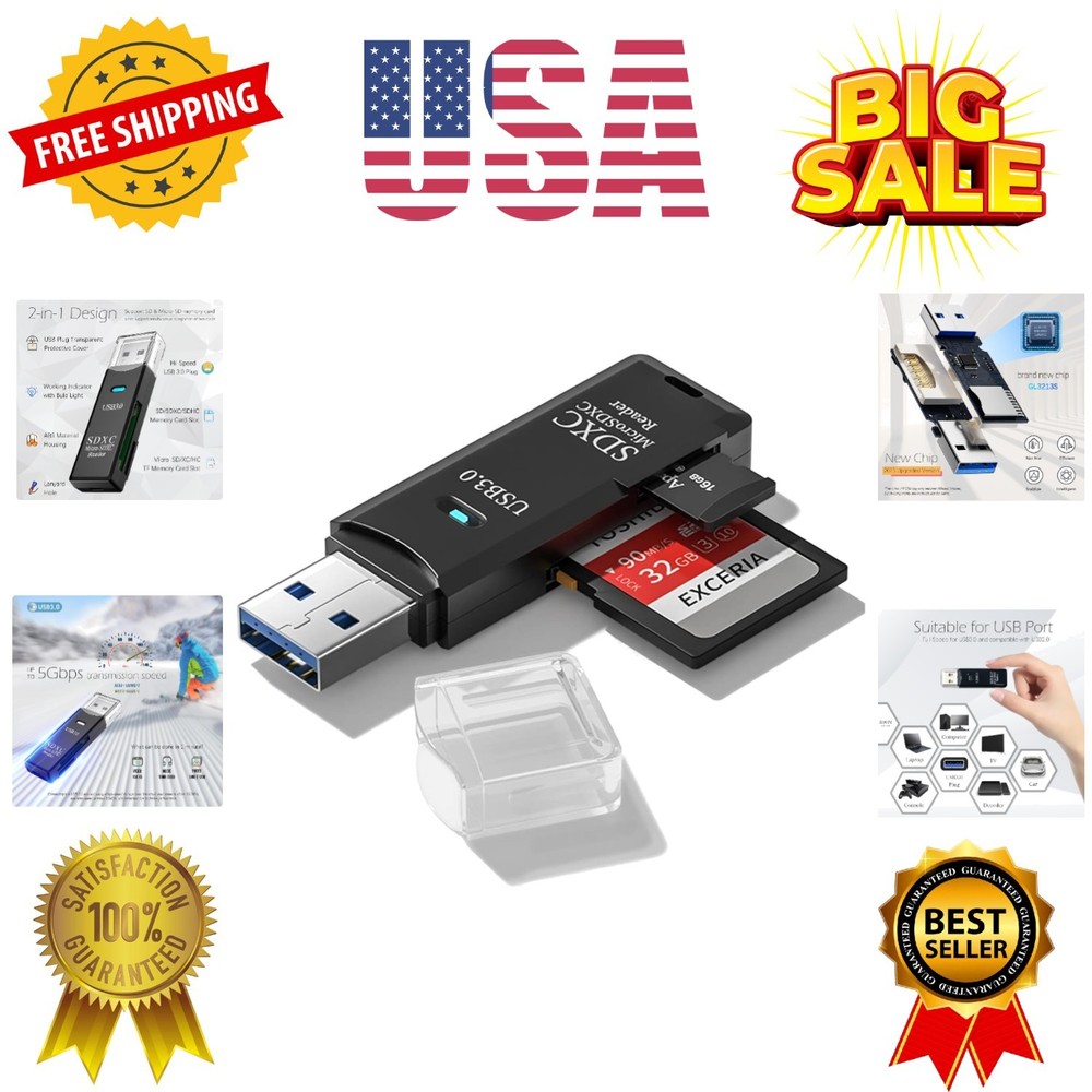 0 Micro SD Card Reader, 5Gbps 2-in-1 SD Card Reader to USB Adapter, Memory Ca...