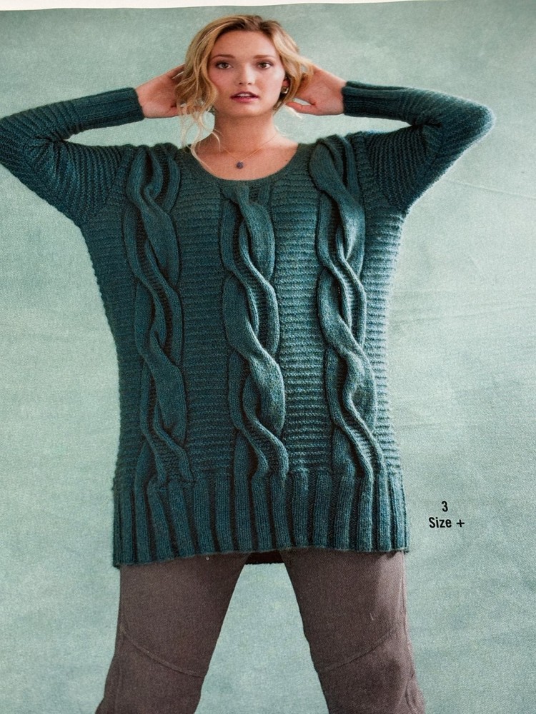 Scoop Neck Pullover Knitting Pattern Small-2X Magazine Pages