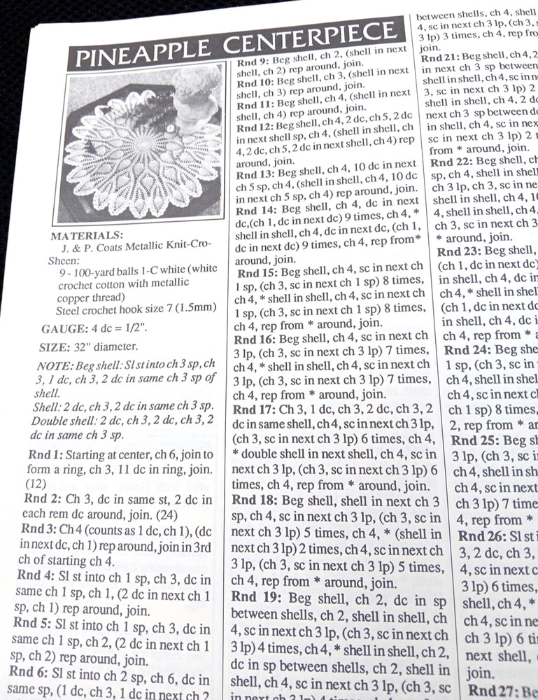 Pineapple Sensations Crochet Patterns Booklet 7 Patterns,1990