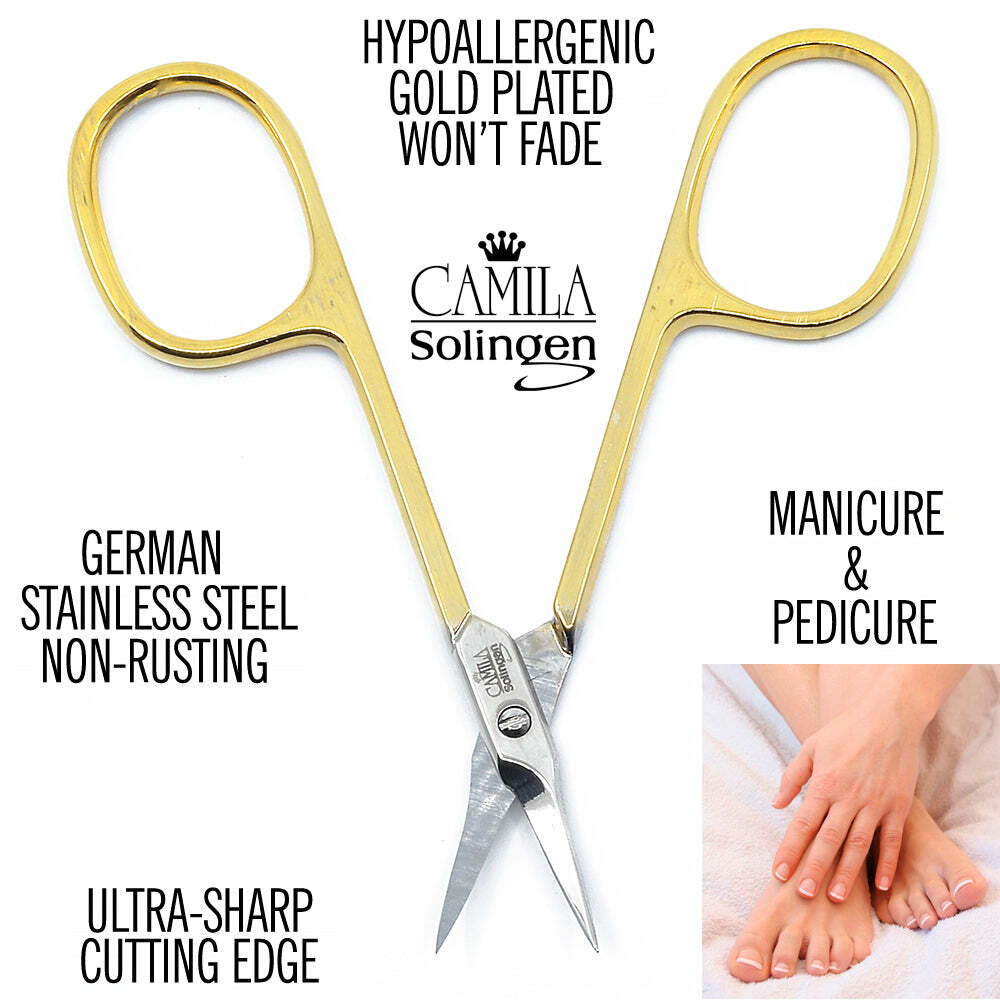 3.5" Gold Plated Curved Precision Tip Cuticle Scissors