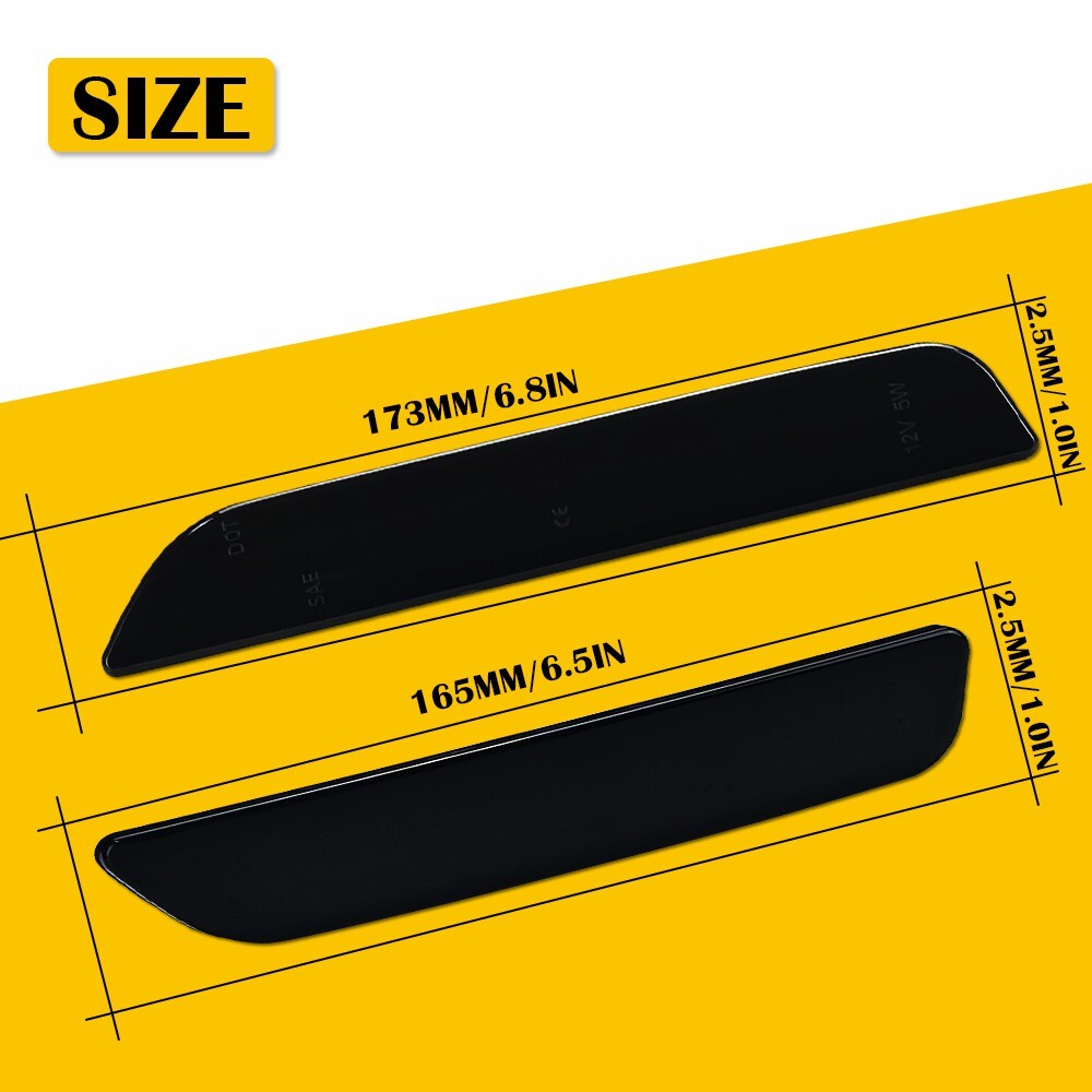 For 2010-2014 Ford Mustang Smoked Lens Front & Rear LED Side Marker Lights 4PCS