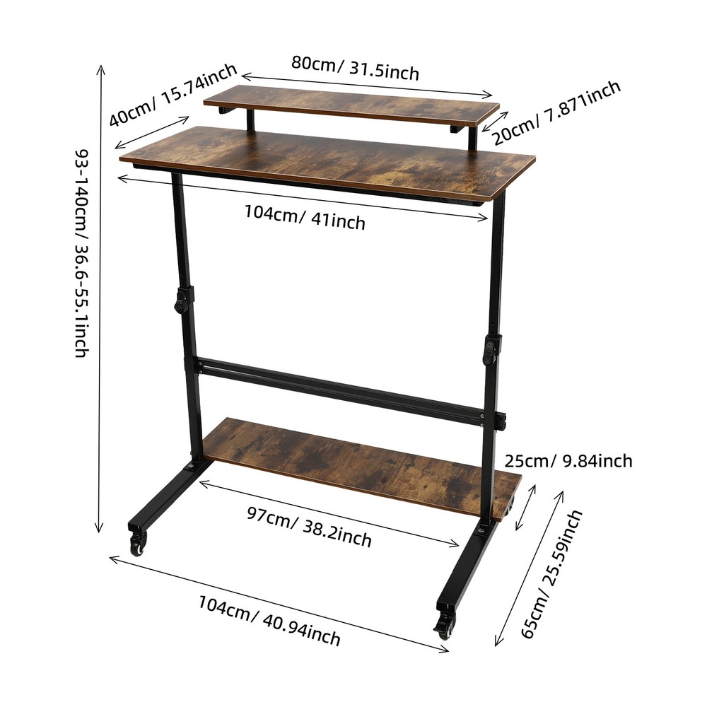 Adjustable Height Computer Laptop Desk Rolling Standing Table for Sofa Bedside