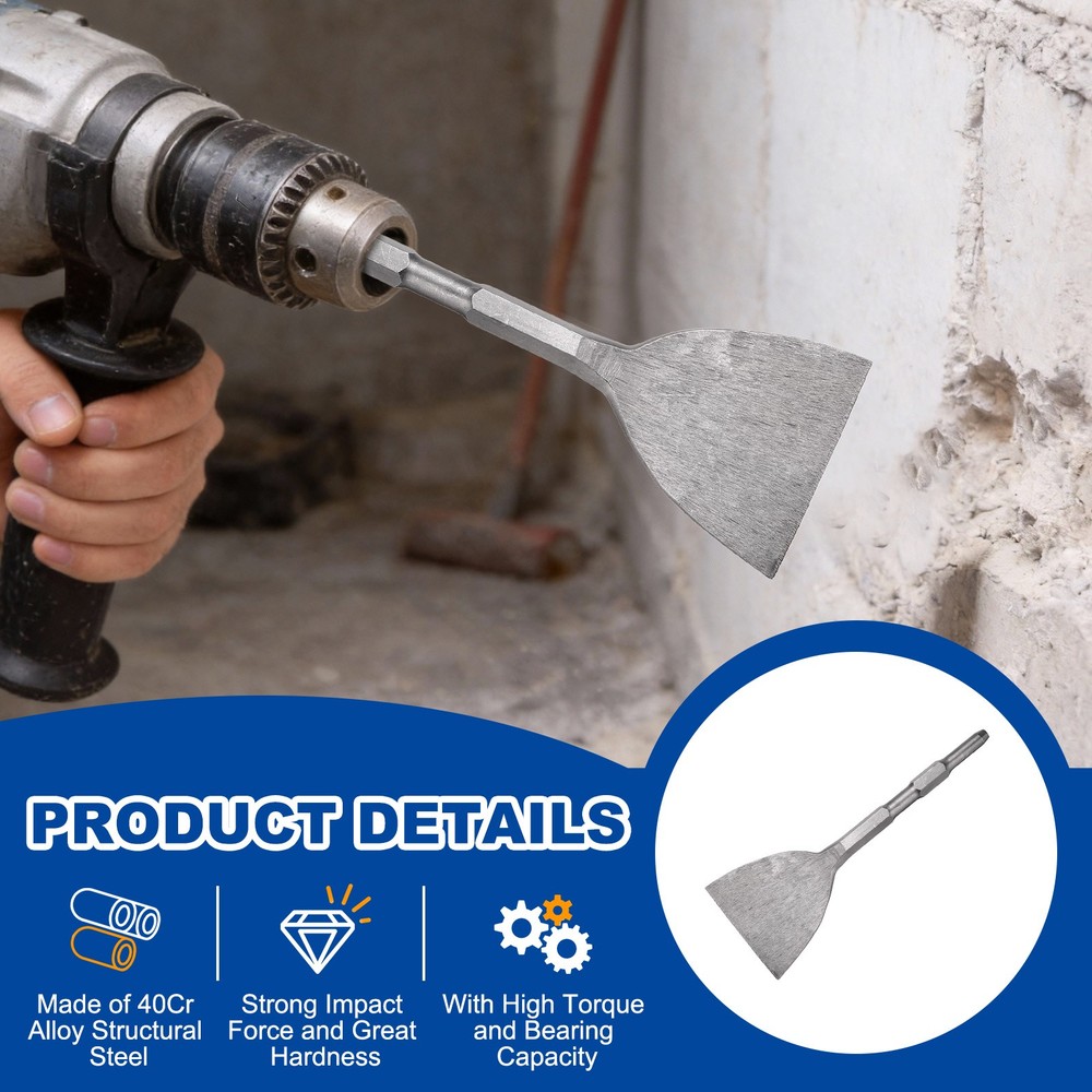 Floor Scraper Chisel Hex Shank Steel Digging Shovel Chisel Width 102mm
