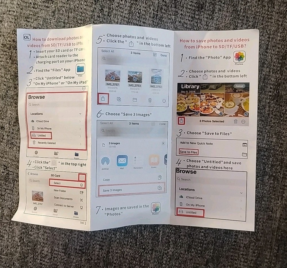 SD card reader for iPhone, memory card reader with USB camera adapter plug...