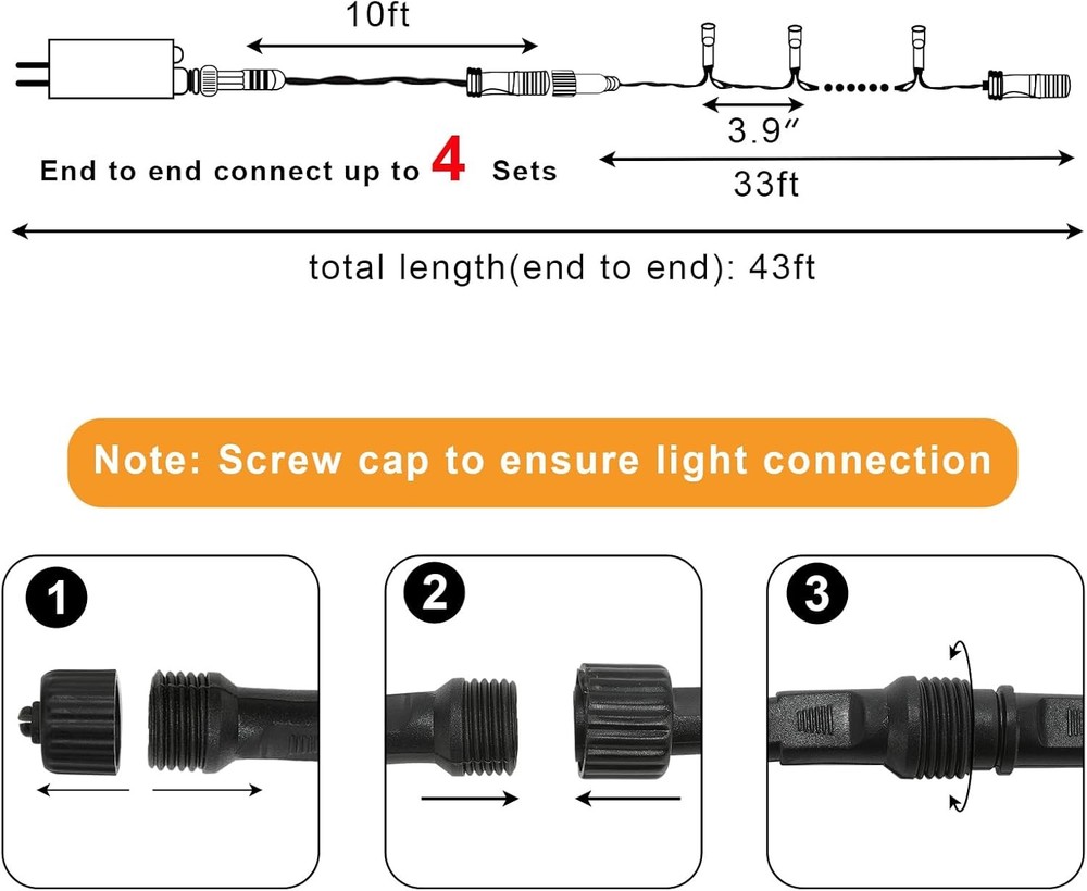 Connectable Christmas String Lights 8 Modes