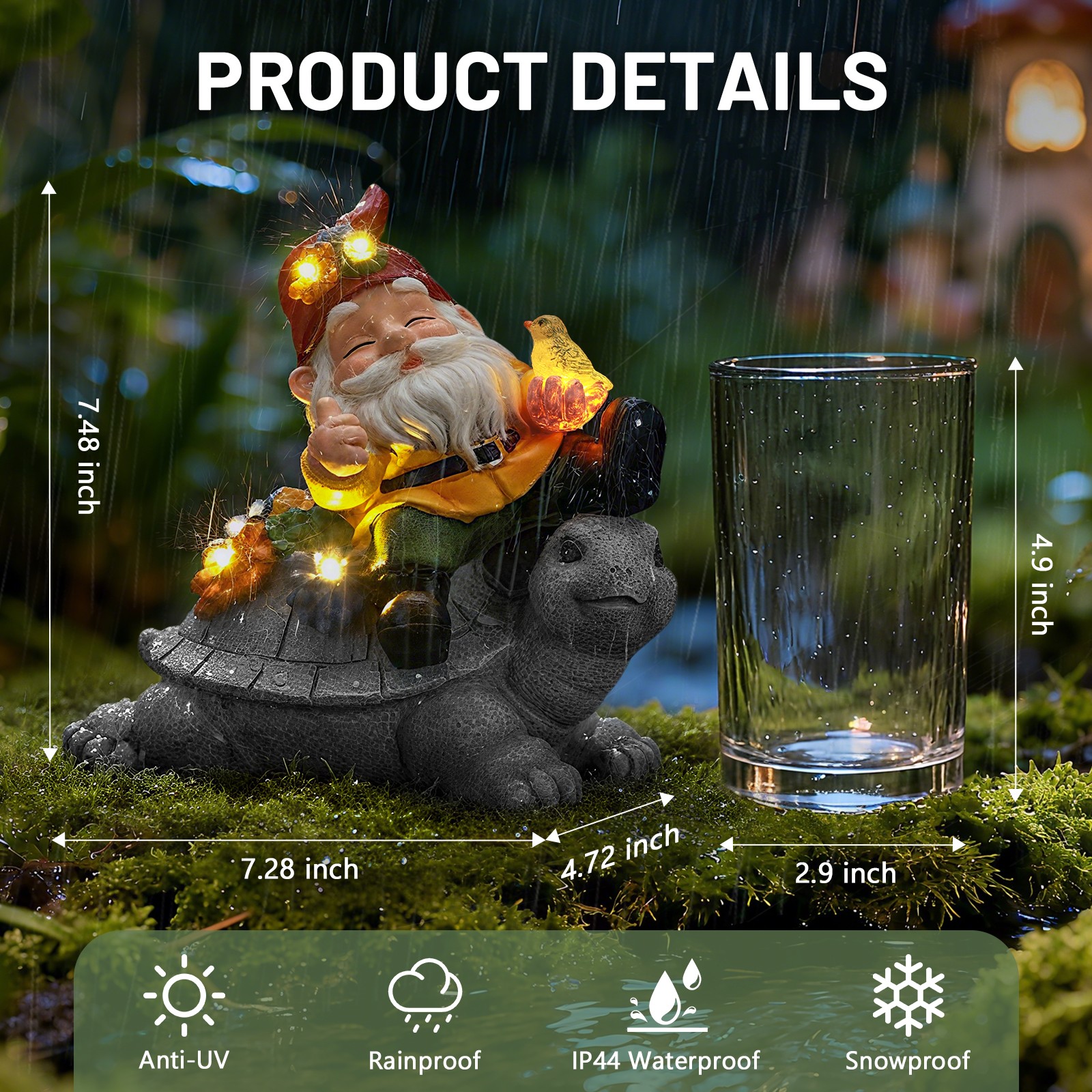 Solar-Powered Garden Gnomes: Turtle & Flower Statues for Outdoor Decor 🌞🏡✨