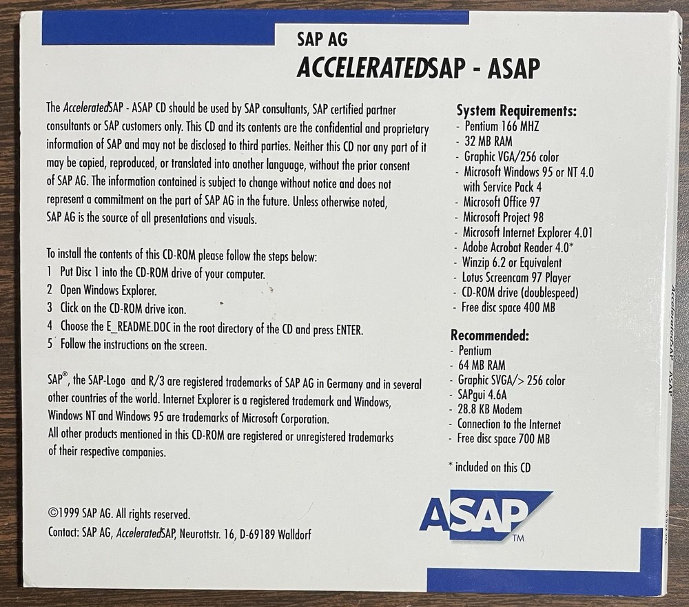 Vintage SAP Software Bundle - R/3 System - AcceleratedSAP