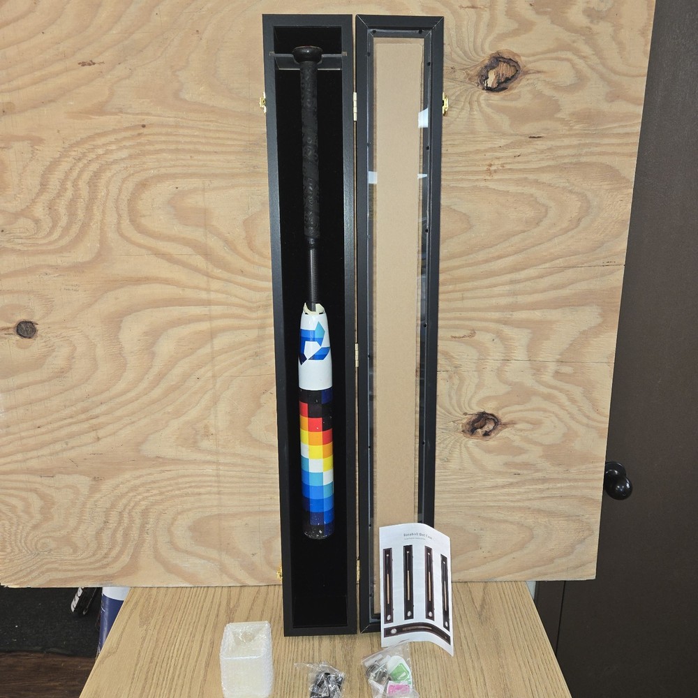 Custom Wall Baseball Bat  Display Display Box Without Bat New Black Hardware Inc