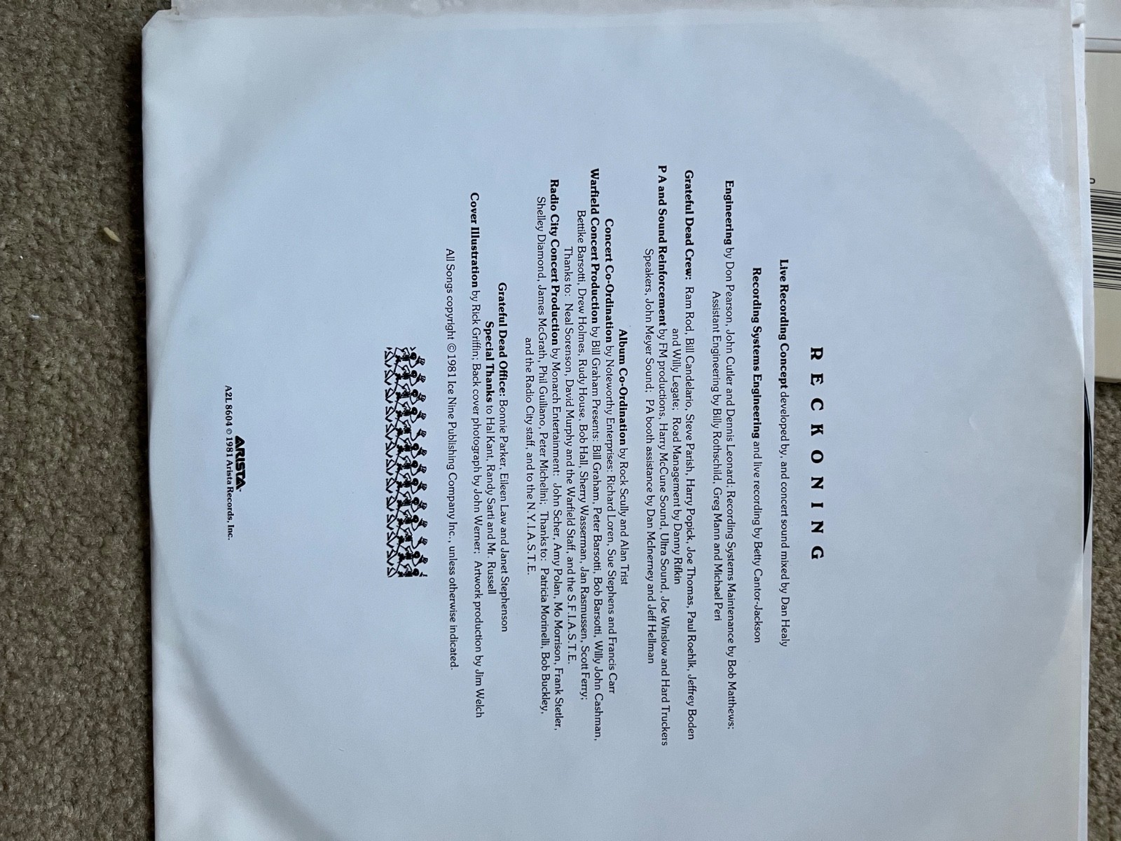 Grateful Dead - Reckoning 2LP OG Arista LPs sleeves VG++ to M- promo cover