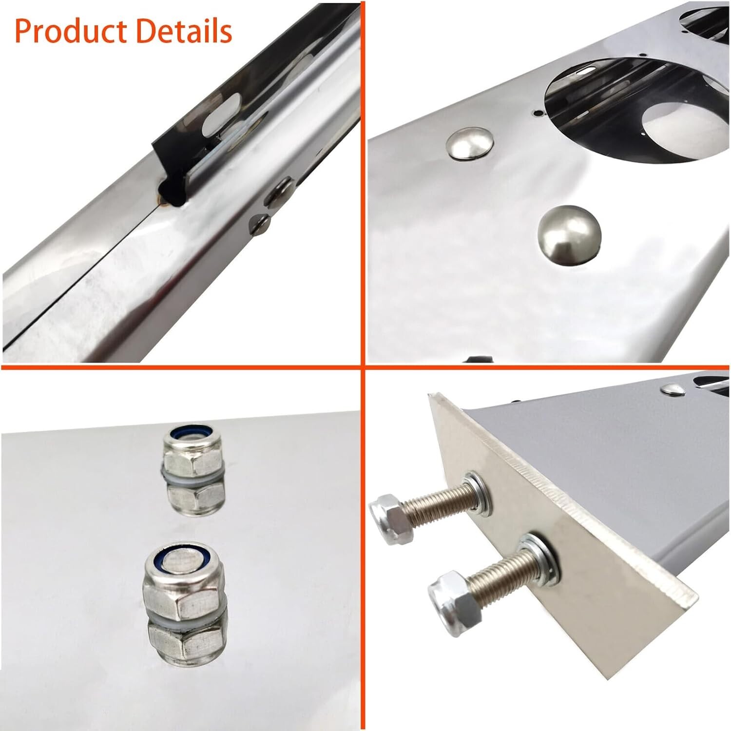 30'' Straight Stainless Mud Flap Hangers w/ 4'' Light Cutouts for Semi Trucks