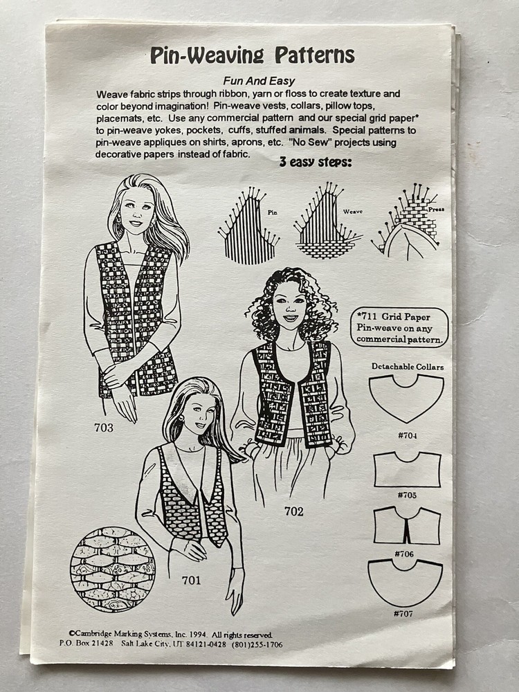 Womens Vest Sewing Pattern Lot Crazy Quilt Patchwork Applique Simplicity Boho