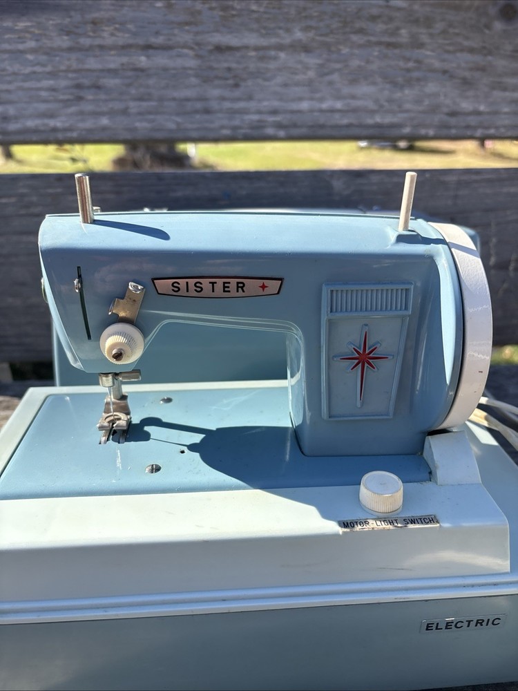 Sisters Electic Mini Sewing Machine Blue In Case Parts Only
