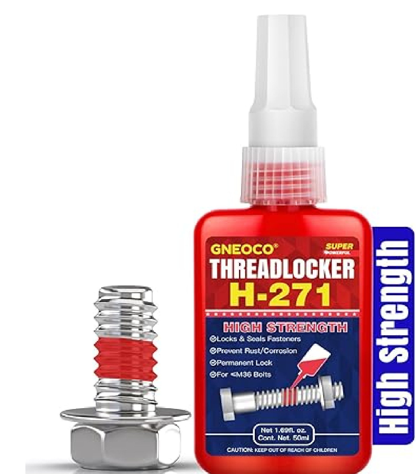 Threadlocker Red, Thread Lock High Strength Lock Tight for Nuts, Bolts, Fastener