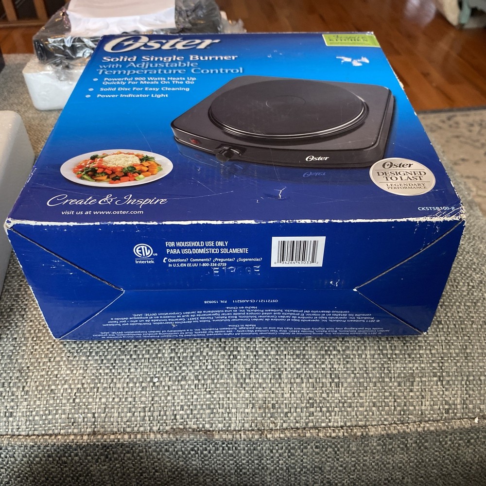 Oster CKSTSB100-B Solid Single Burner Adjustable Temp Control anew