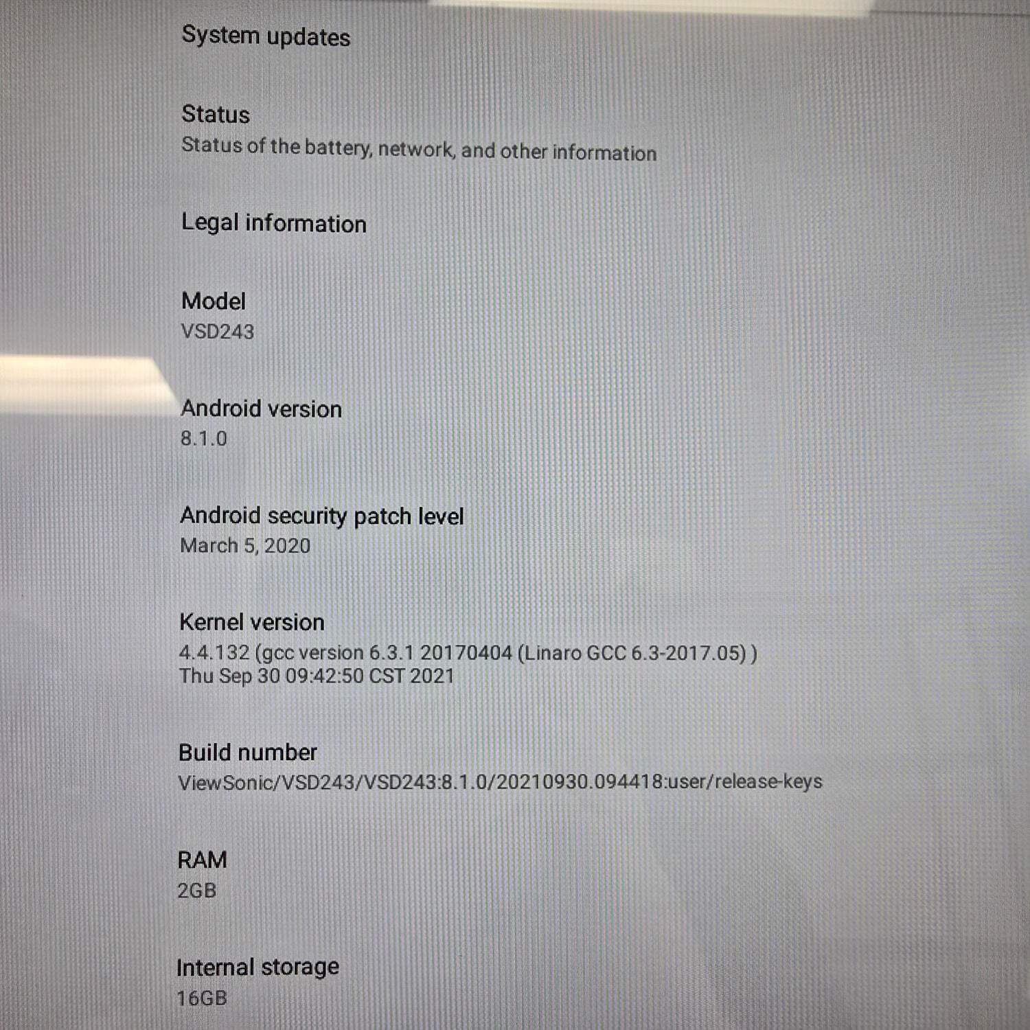 ViewSonic VS16340 Android Touchscreen POS VSD243