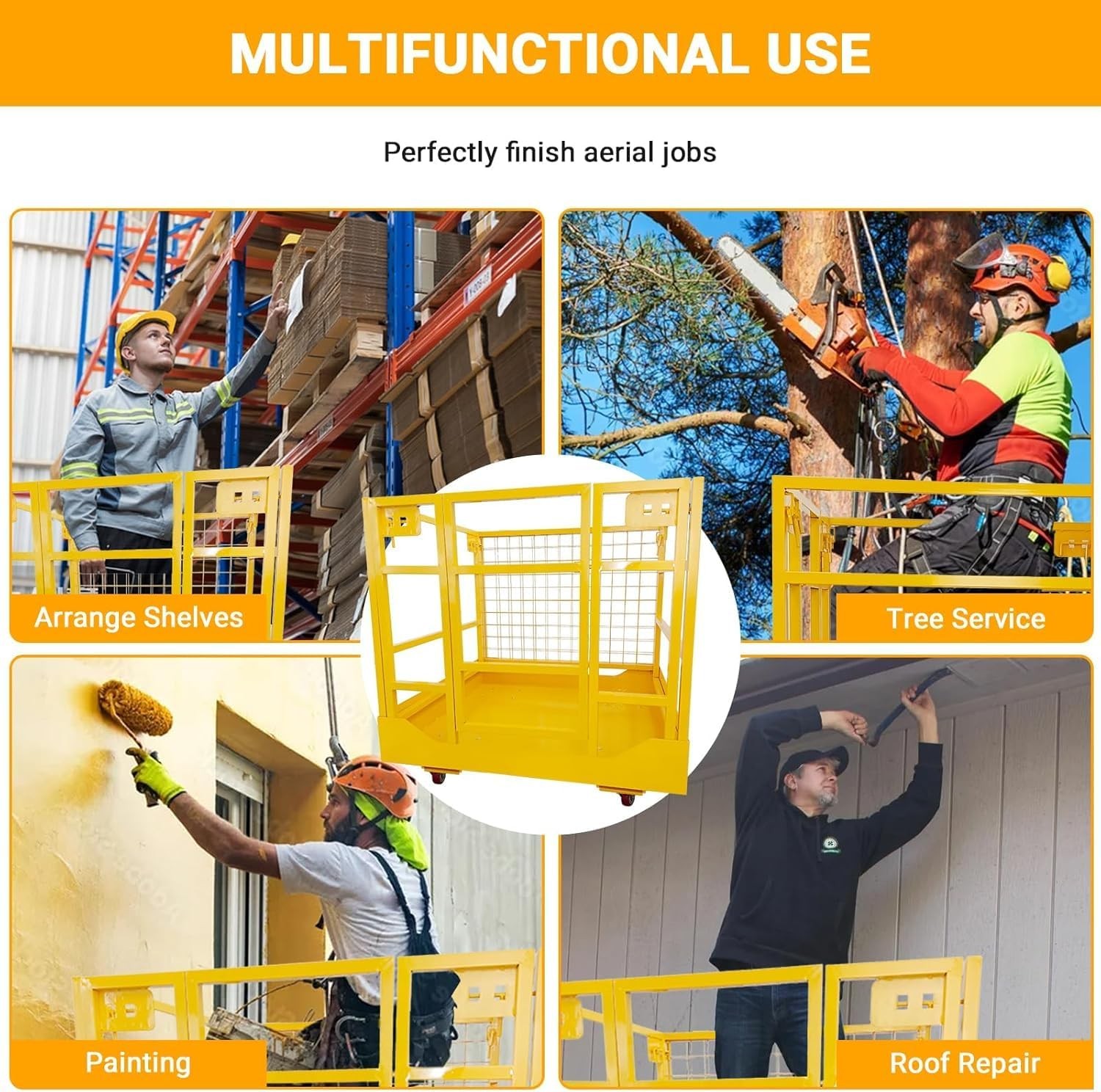 Forklift Safety Cage, 43" x45" Forklift Man Basket,1400 LBS Capacity Platform