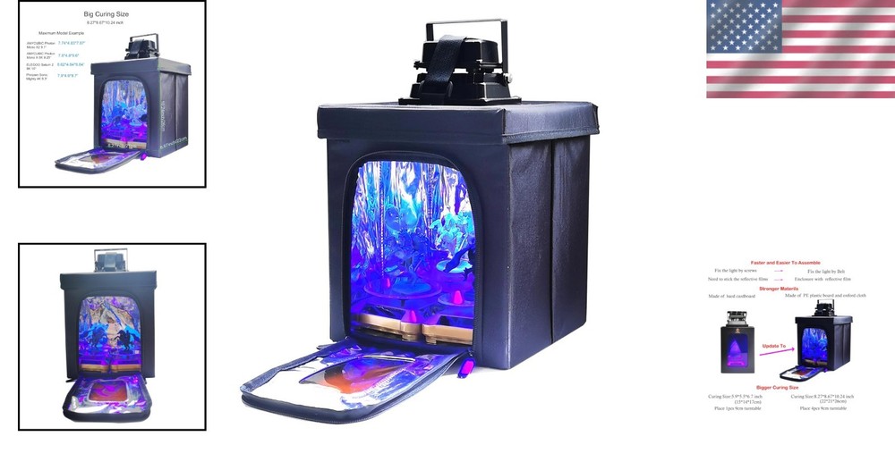 Foldable 3D Printer Curing Station with Replaceable UV Lamp - Space Efficient
