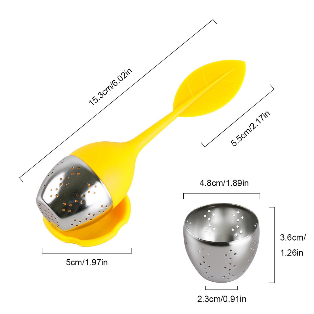 Silicone Tea Infuser Strainer Stainless Herbal Spice Filter Diffuser YellowGreen
