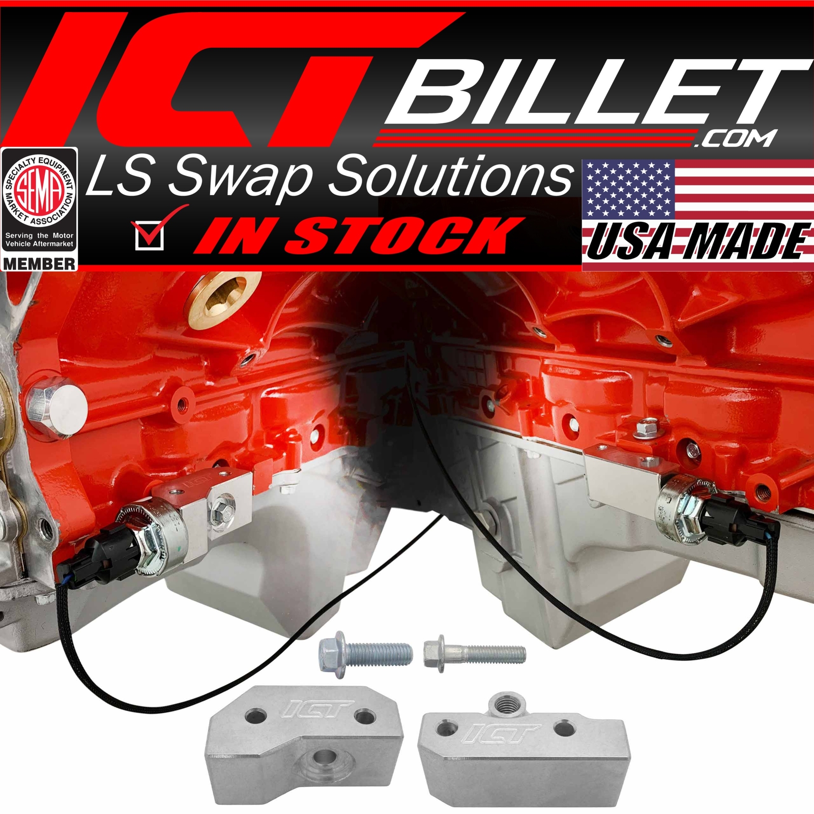 LS Gen III Knock Sensor Relocation Brackets LS1 LM7 LR4 LQ4 LS6 L59 LQ9 LM4 V...