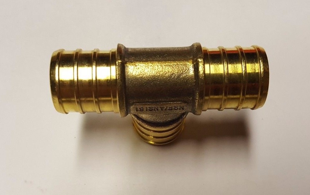 25 Pcs. 3/4" x 3/4" x 3/4" Pex Tee, 3/4 Inch Pex Tee, Lead Free Brass 23-2-3=25