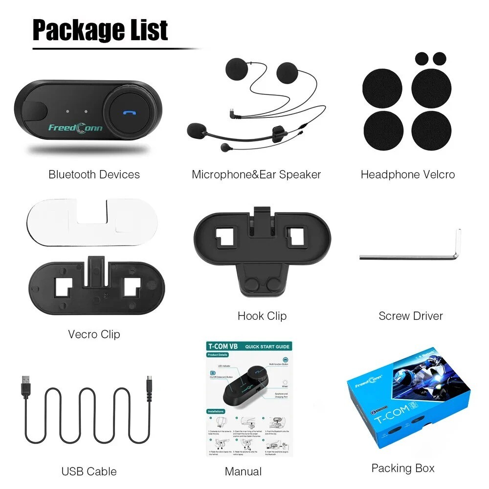 Freedconn TCOM VB Motorcycle Helmet Intercom Bluetooth Headset Wireless