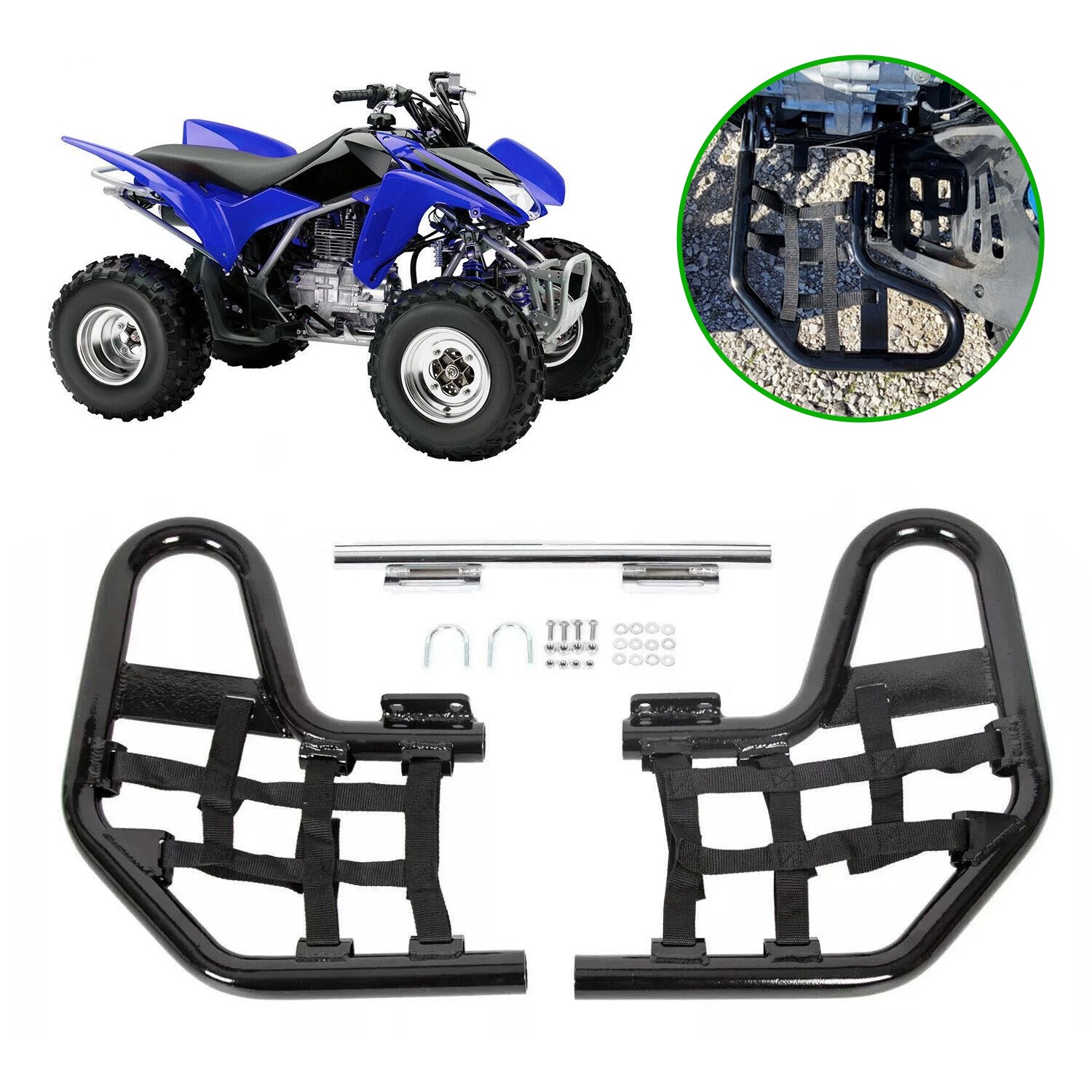 Aluminum Nerf Bars Black bar Black nets For  Honda TRX 250EX 250X Pair set 01-24