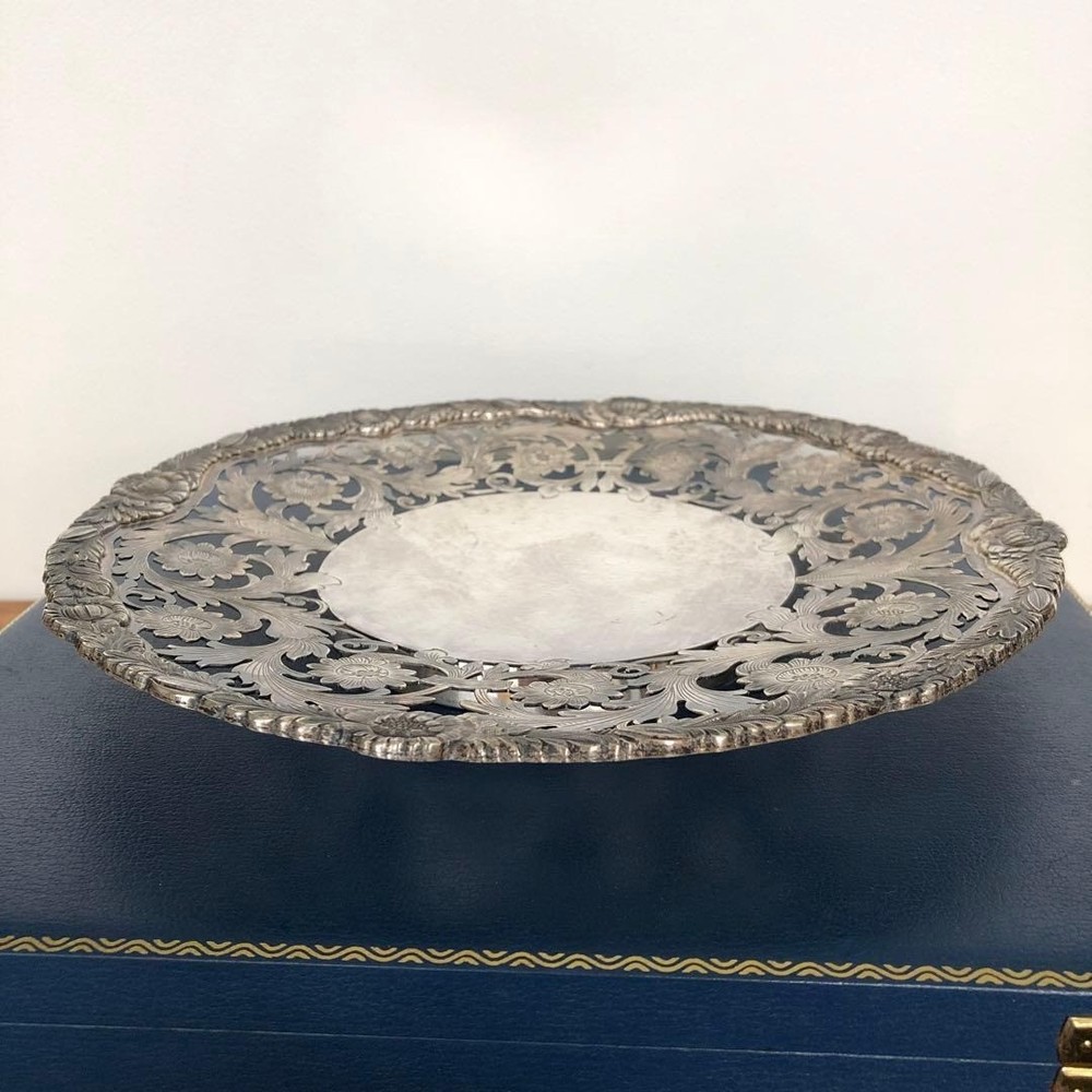 Mappin & Webb Solid Silver Pierced & Carved Comport Dish