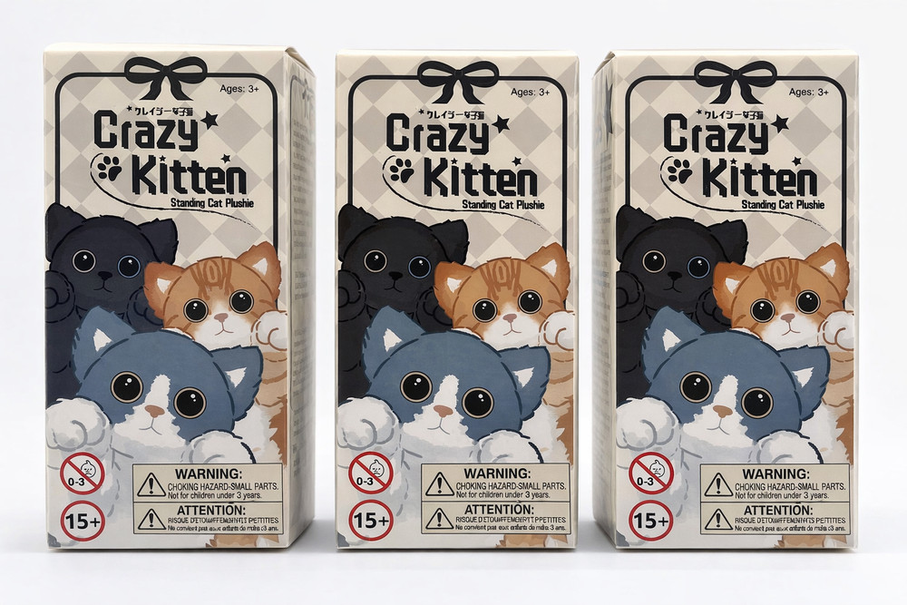 3x Crazy Kitten Standing Cat Plush Blind Keychain Box Japan Exclusive Official