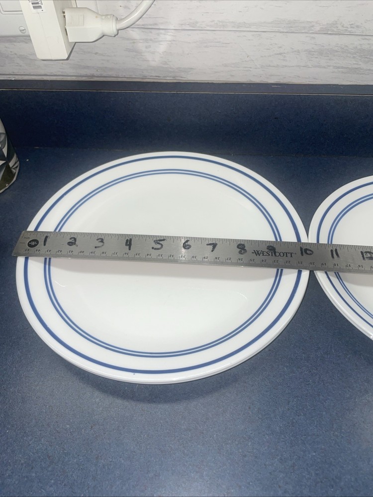 Corelle set for two blue and white