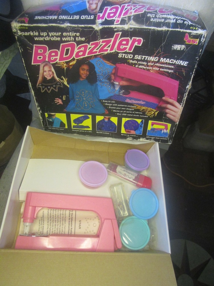Pink Bedazzler Stud Setting Machine NSI Black box with studs