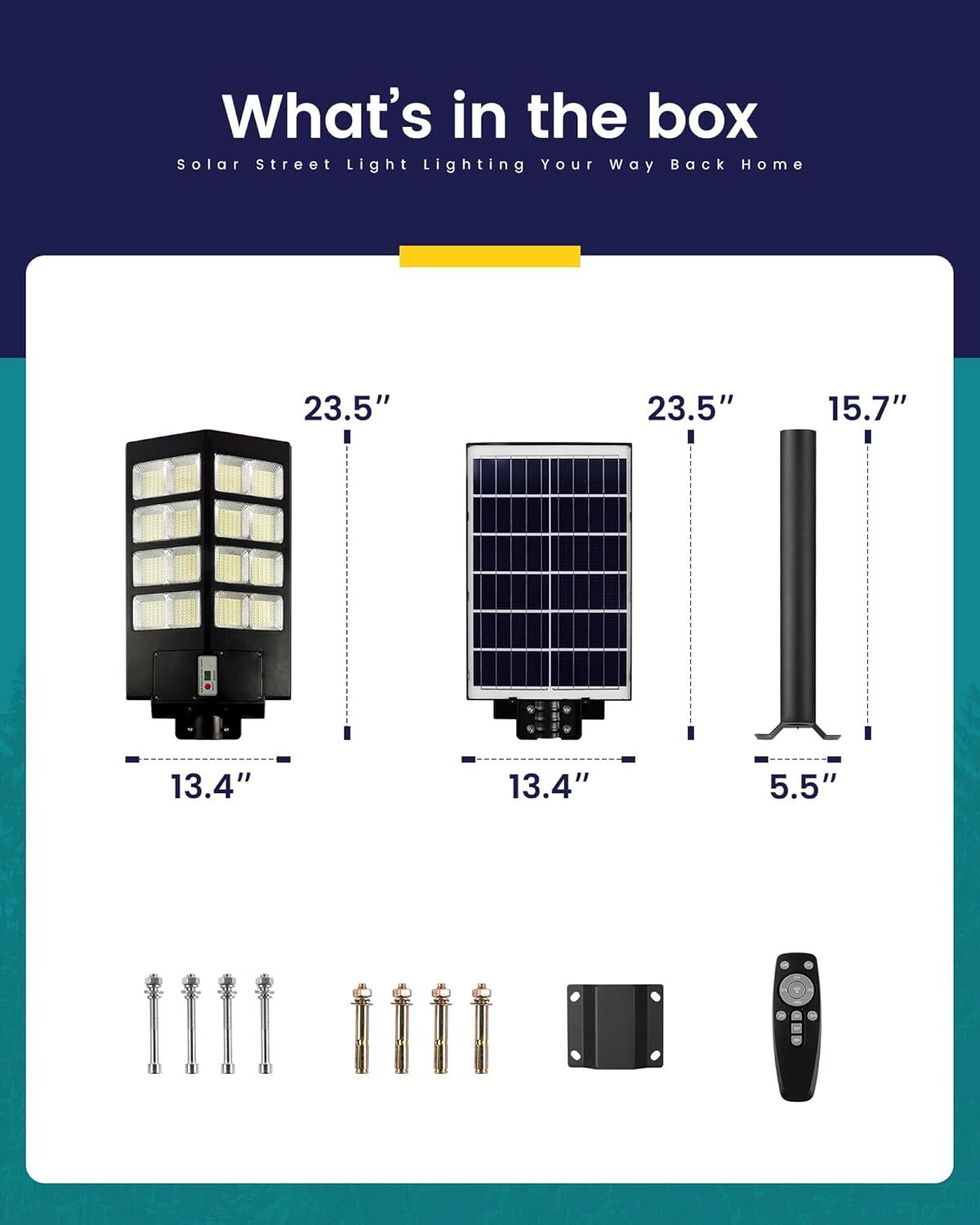 PFCTART Solar Parking Lot Light 100000LM Commercial Outdoor Solar Streets Light