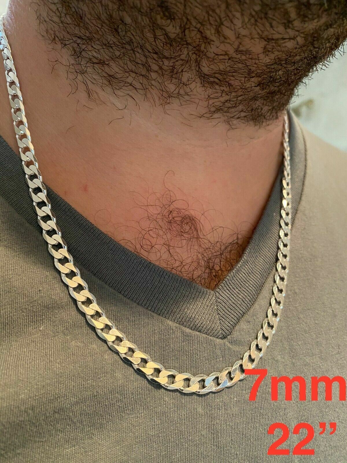 Real Solid 925 Sterling Silver Miami Cuban Chain Necklace Or Bracelet ITALY Curb