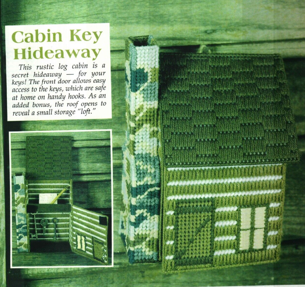 CABIN KEY HIDEAWAY BOX HOME DECOR PLASTIC CANVAS PATTERN INSTRUCTIONS