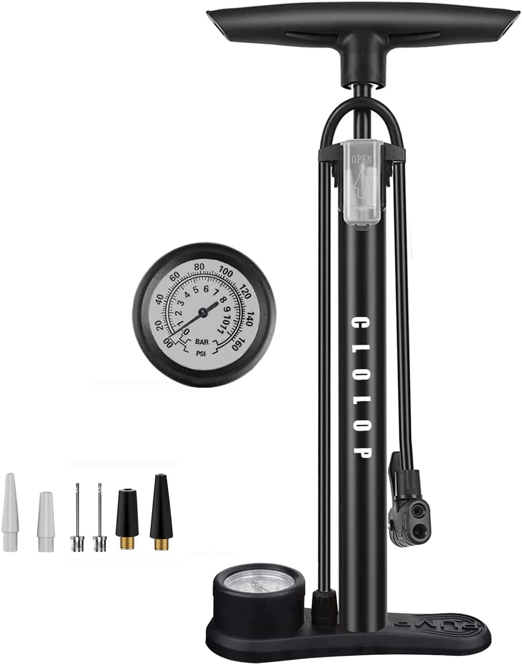 Bike Floor Pump with Gauge,Bike Pump High Pressure 160 Psi,Bicycle Pump with Air