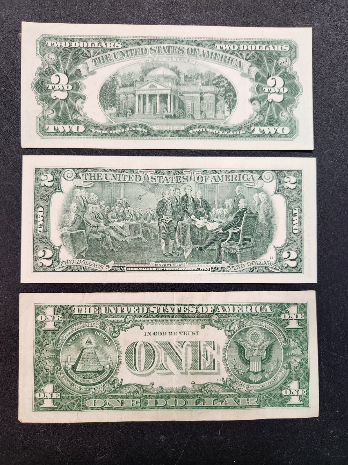 U.S. Bills starter lot $2.00 red seal, silver certificate, uncirculated $2.00