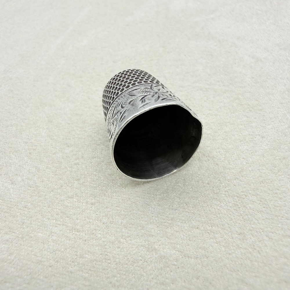 Antique Sterling Silver Honeycomb Pattern Thimble Sewing Accessory Collectible