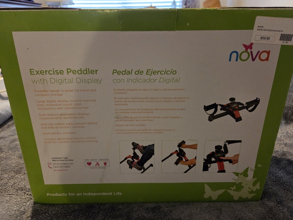Nova 6002-R Exercise Peddler Digital Display Adjustable Tension Foldable Compact