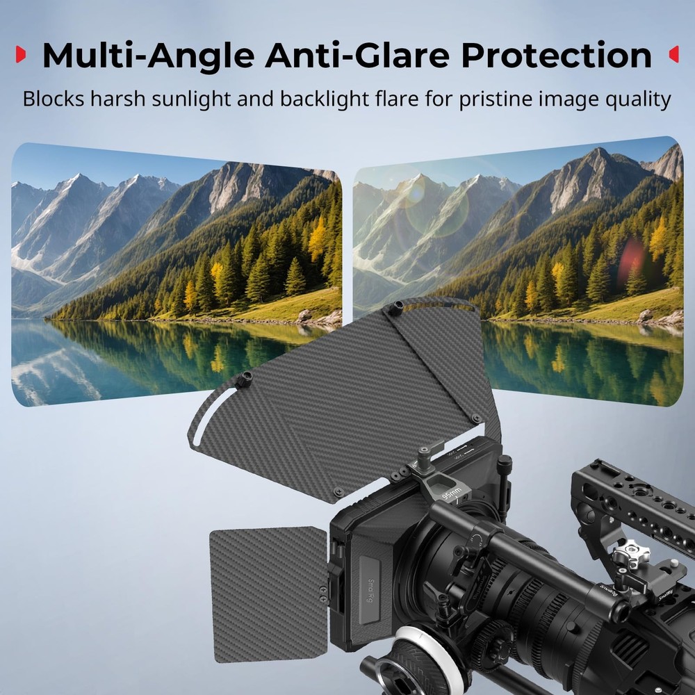 Mini Matte Box Pro Flag Kit with Two 4 x 5.65 Filter Frame, Modular Anti-Glar...
