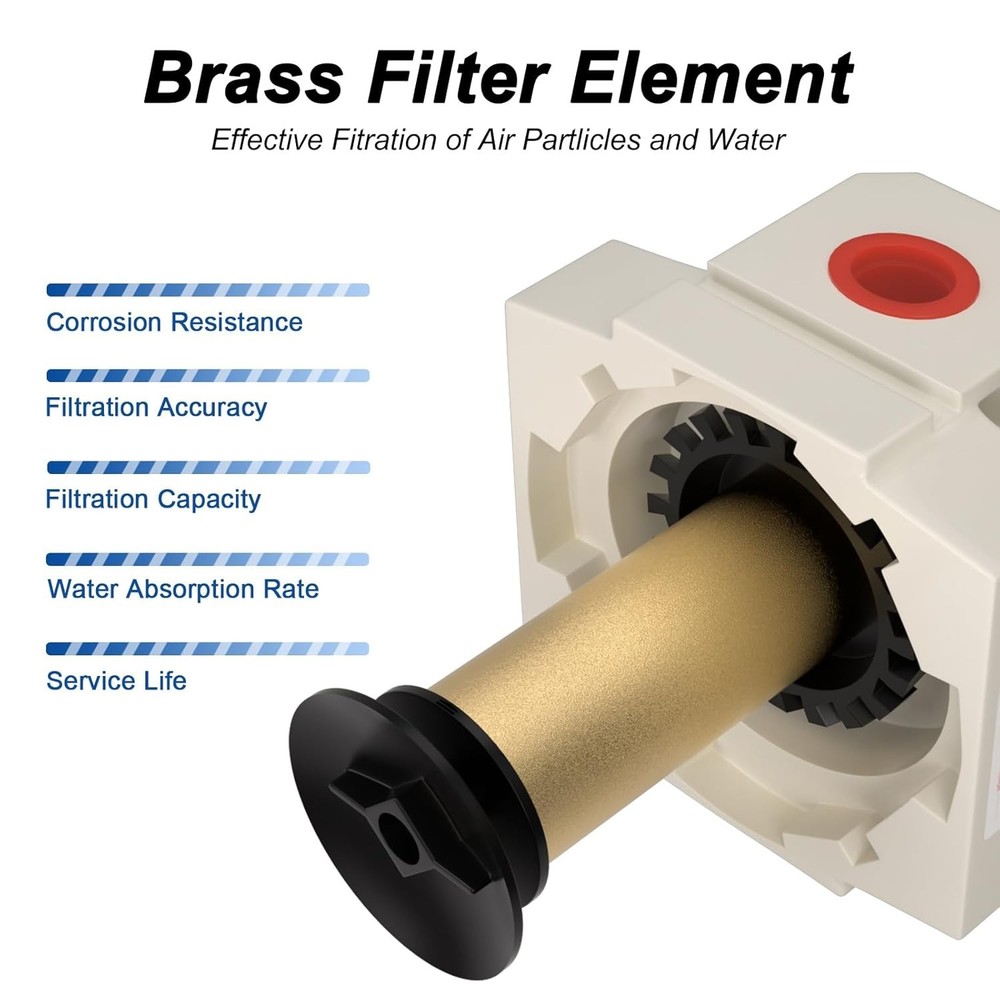 High-Performance 1/2" NPT Air Compressor Water Separator with Brass Filter