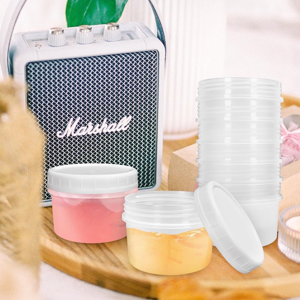 10 Pack 4oz Reusable Small Plastic Containers with Screw Lids, Clear white