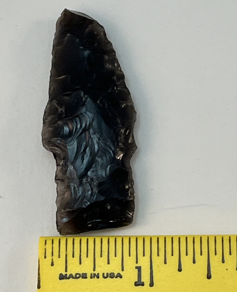 Obsidian Black Arrowhead Spearhead - Age Unknown