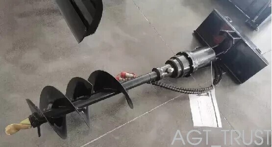 AGROTK M-AG 12" Hydraulic Auger Attachment for AGT Mini Skid Steer