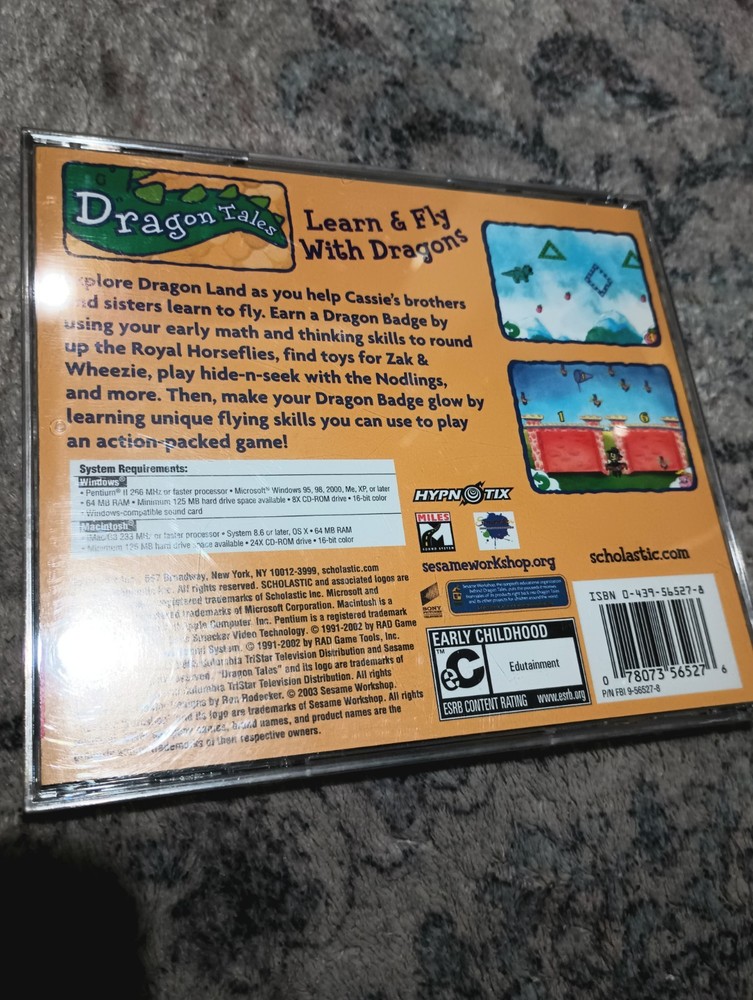 Scholastic Dragon Tales Learn & Fly With Dragons PC CD-ROM Early Math & Logic