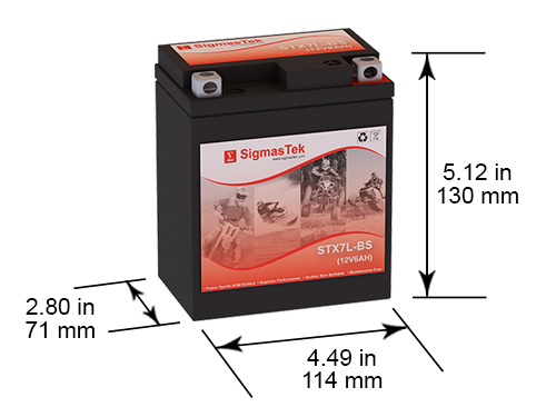 STX7L-BS Powersports Battery - Replaces: YTX7L-BS, PTX7LBS, XTAX7L, GTX7L-BS