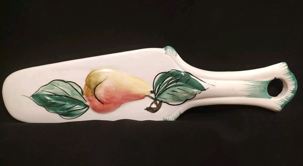 Vintage Ceramic Decorative Pie Or Cake Server, Pear With Leaves 9"