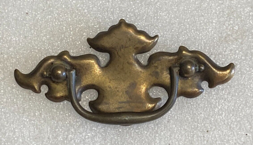 Vintage Bat Wing Drawer Drop Bail Pull Handle Brass 2-1/2" C To C