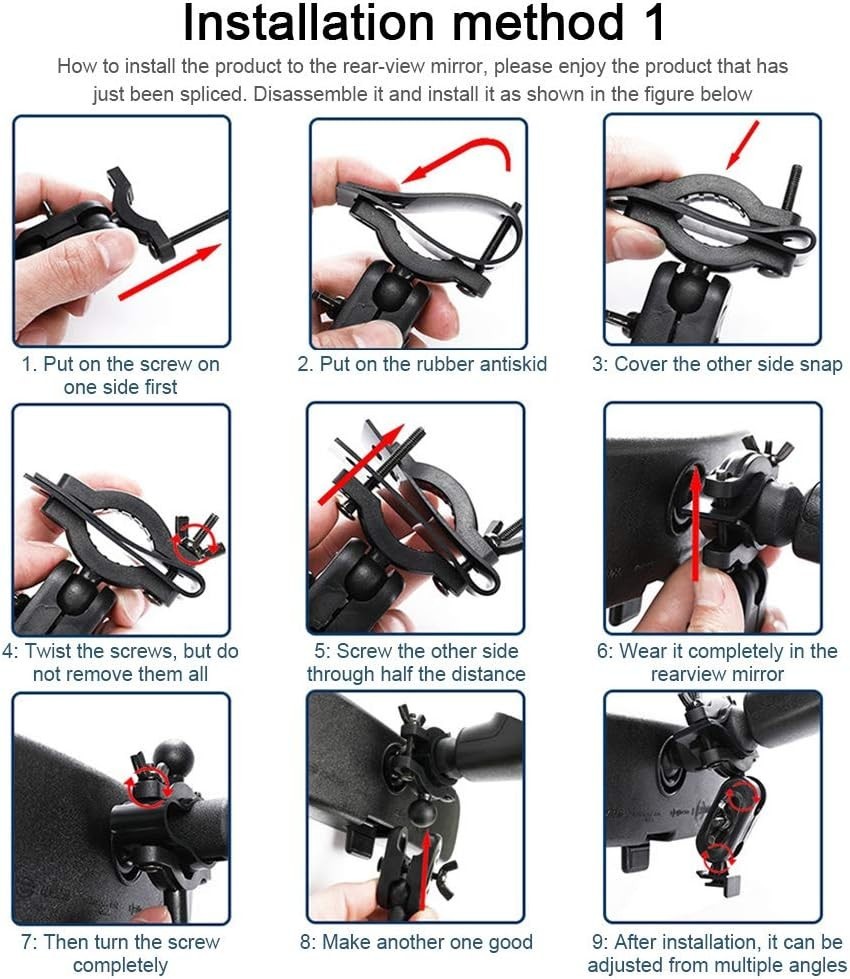 Universal Dash Cam Mount - 360° Adjustable Rear View Mirror Holder | Black