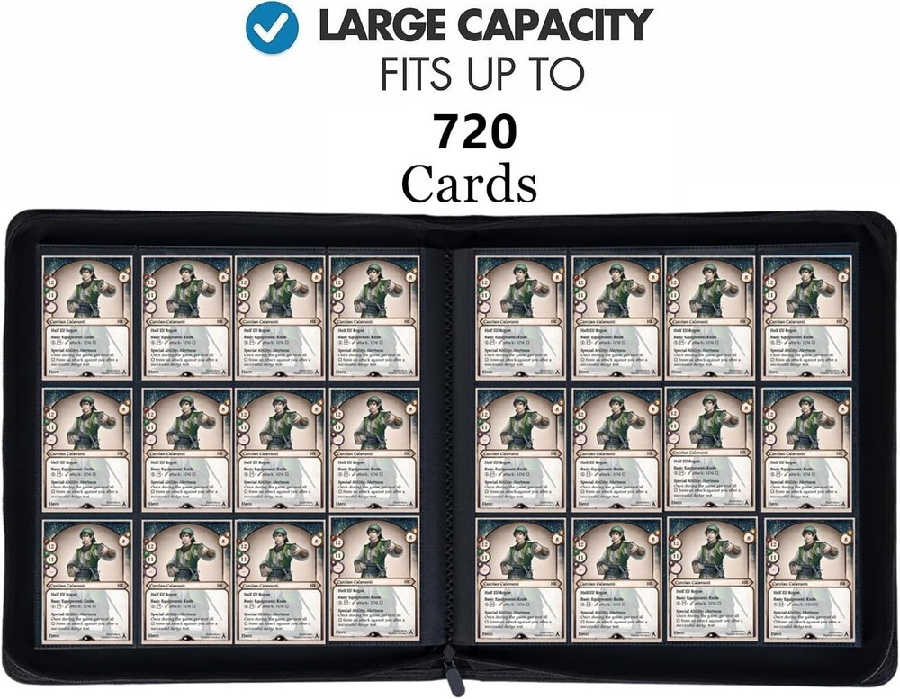 12 Pocket 720 Pockets Trading Card Binder, Ringless Side Loading Card Holder