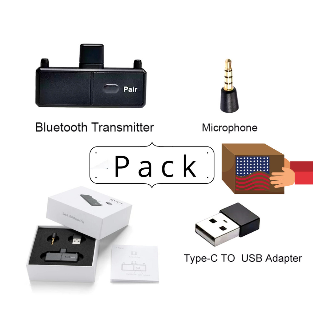 Wireless Headset Receiver USB Dongle Audio Adapter For PS5 PS4 Game Console