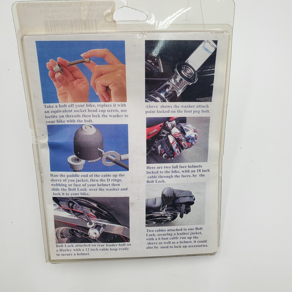 Bolt Lock Helmet Lock/Jacket Lock With 12" cable